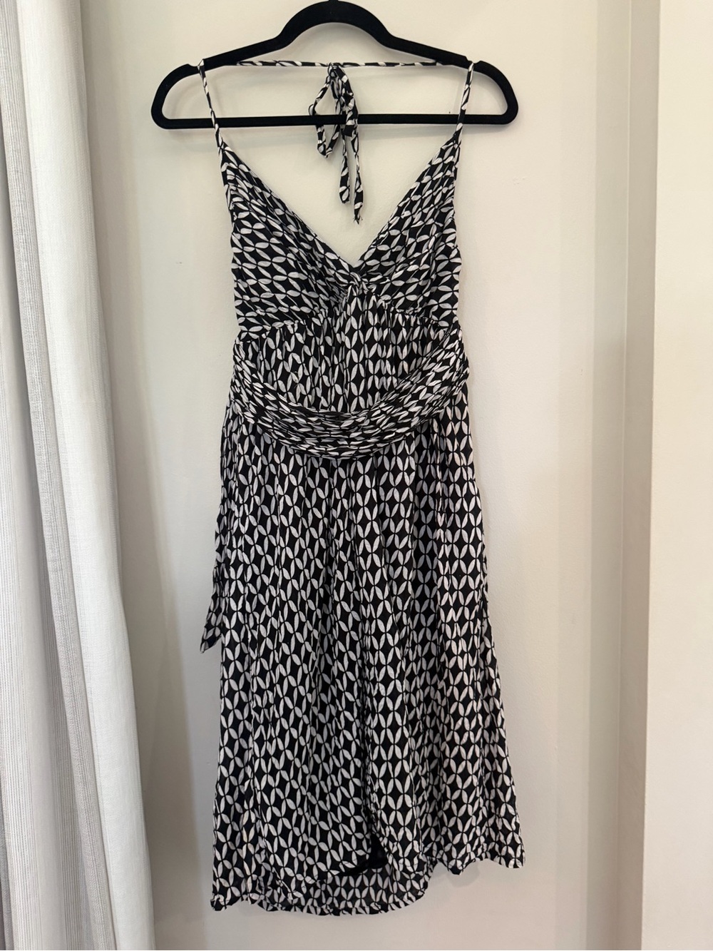 H&M Black and White Geometric Midi Sundress